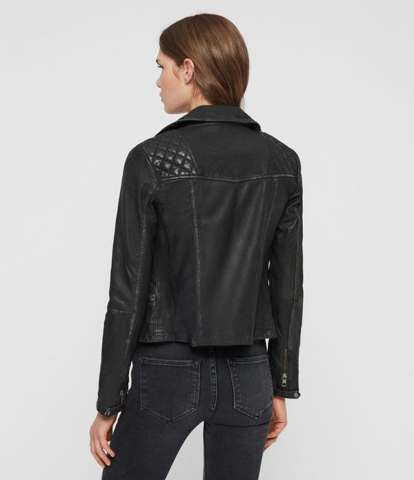 Women's CARGO LEATHER BIKER JACKET