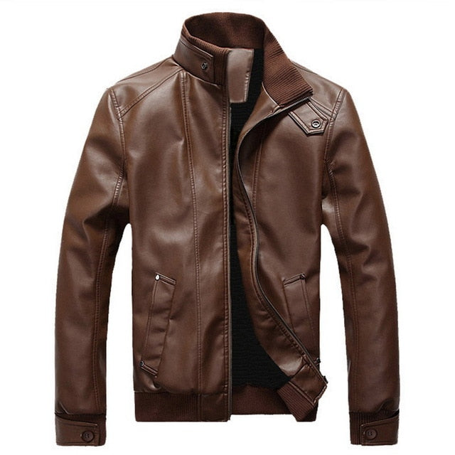 MoneRffi 2019 NEW Fashion Autumn Male Leather Jacket Plus